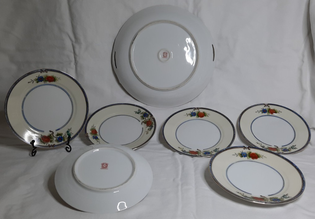 【花の縁取りが食卓を彩る】オールドノリタケ 花文 ケーキ皿 取皿 七点組 金彩 - 画像 (3)