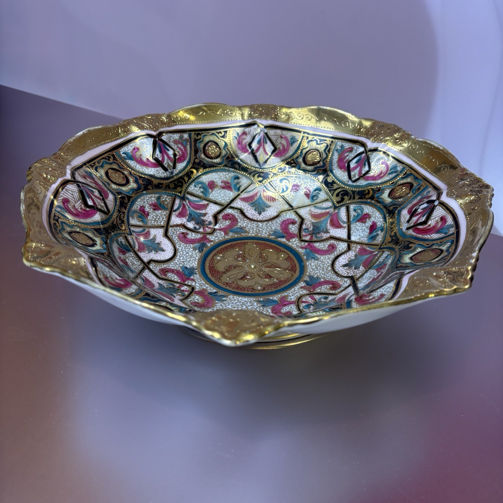 【うねる金縁の華やぎ】オールドノリタケ 金盛 花文 飾鉢 金彩 - 画像 (3)