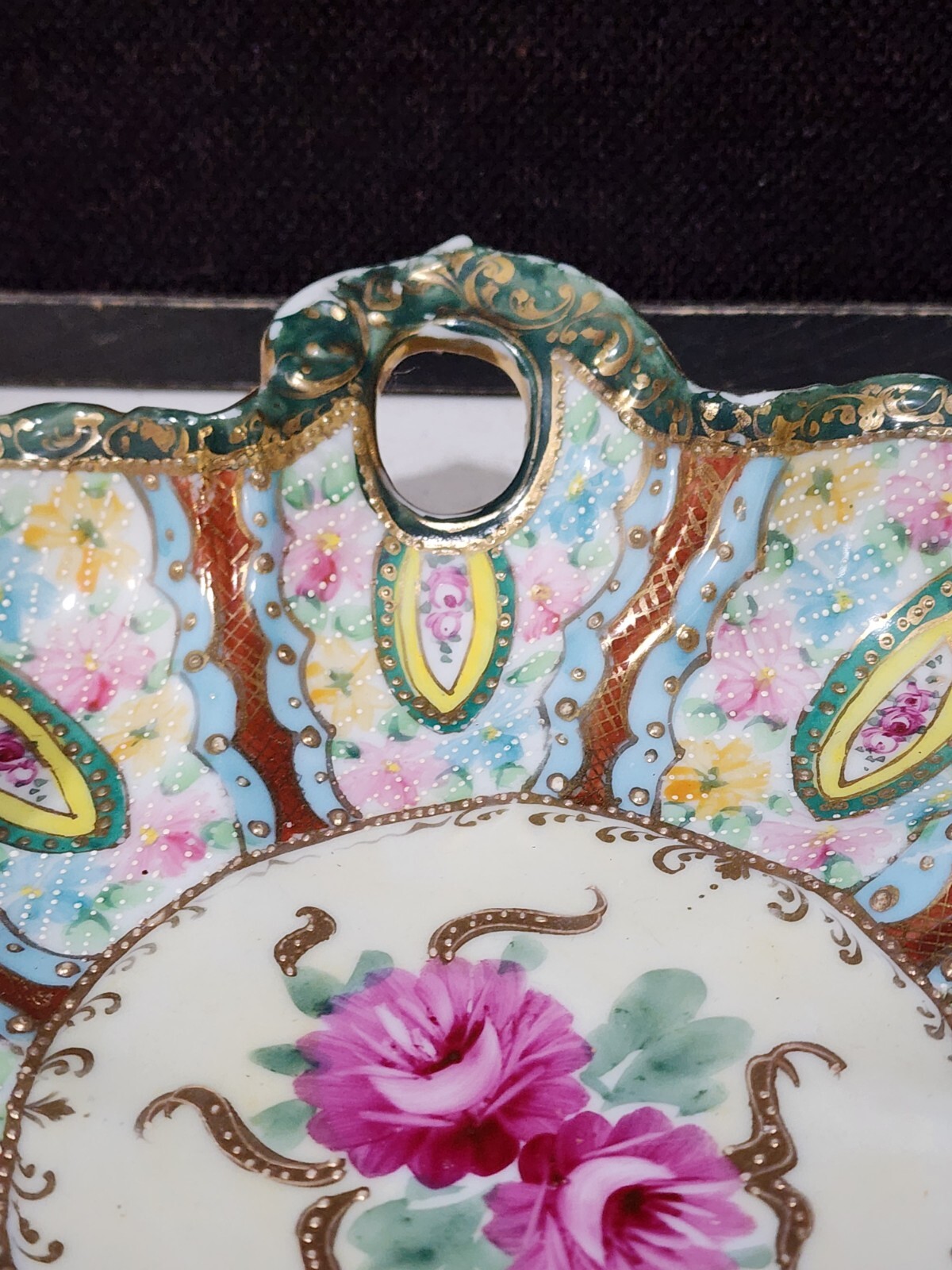 【咲き埋める花と金の粒】オールドノリタケ ジュエル装飾 花文 飾鉢 金彩 - 画像 (3)