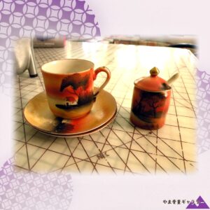 【卓上にともる小さな夕暮れ】オールドノリタケ 風景文 ジャムポット 揃い