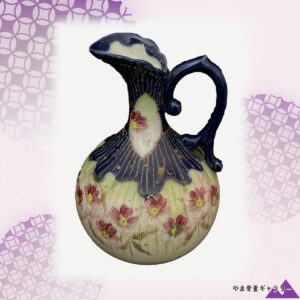 【藍の釉に小花が咲く】オールドノリタケ コバルト 盛上 花文 水差 金彩