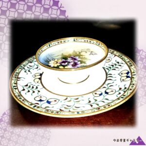 【菫の咲く二段の器】オールドノリタケ 草花文 コンポート 金彩