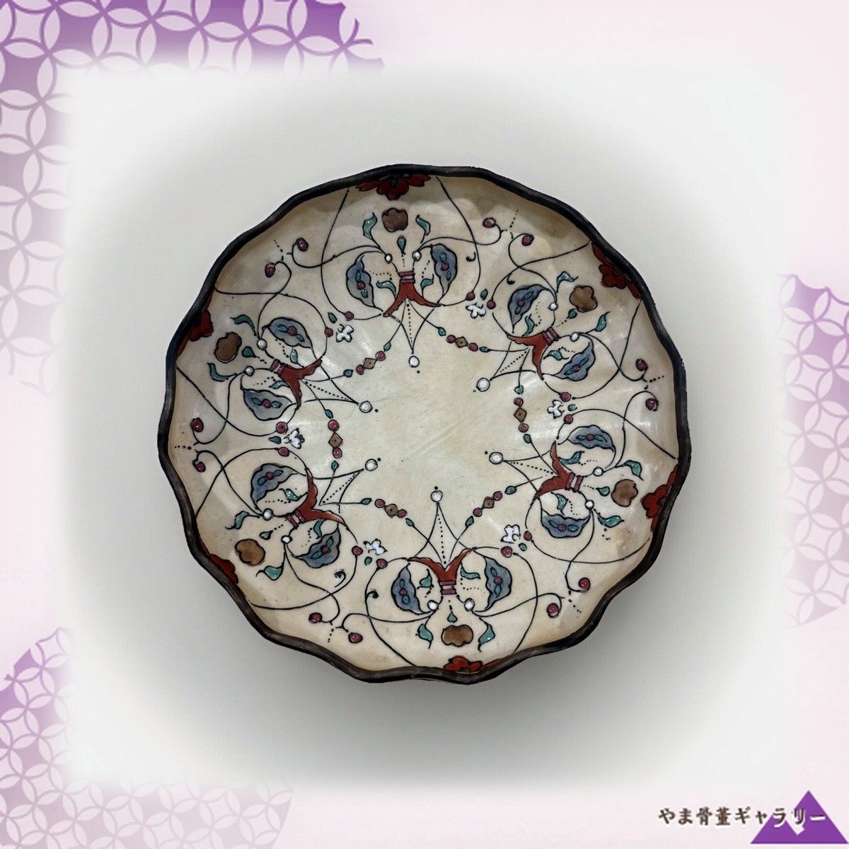 【更紗めく花唐草の小鉢】オールドノリタケ 色絵 花唐草文 三つ足鉢