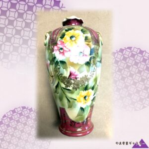【灯下にひらく金盛の薔薇】オールドノリタケ 金盛 薔薇文 両耳花瓶 金彩