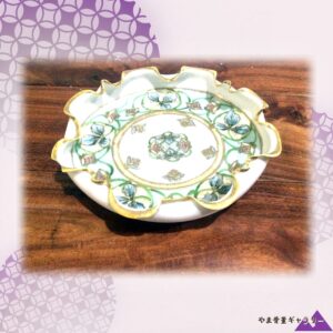 【緑の蔓に宝石がまたたく】オールドノリタケ 盛上 ジュエル装飾 花文 フリル鉢 金彩