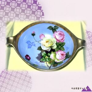 【瑠璃の水面に咲く薔薇】オールドノリタケ 金盛 薔薇文 舟形鉢
