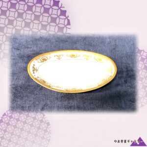 【金の花環めぐる楕円皿】オールドノリタケ 金盛 リース文 オーバル皿 金彩