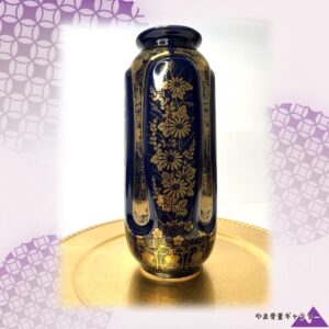 【金彩の菊が藍に咲きそろう】オールドノリタケ コバルト金彩 菊花文 花瓶