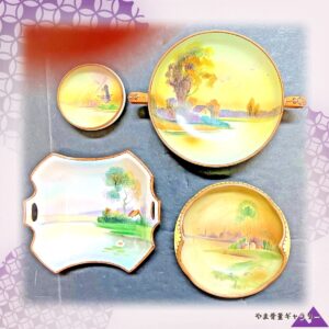 【卓をめぐる異国の四景】オールドノリタケ 風景文 小皿 4点