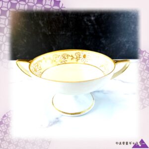 【金盛の花が縁を一周する】オールドノリタケ 金盛 花文 コンポート 金彩