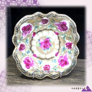 【金地に咲きほこる薔薇】オールドノリタケ 金盛 薔薇文 飾鉢 金彩