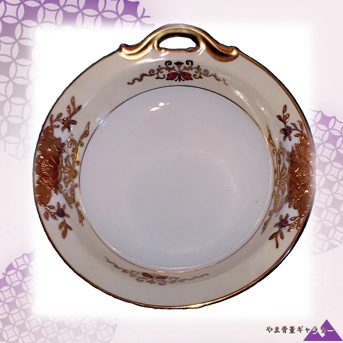 【金花咲く手付きの器】オールドノリタケ 金盛 花文 手付き菓子皿 金彩
