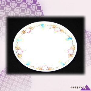 【淡青の縁に露の粒が光る】オールドノリタケ 盛上 花文 飾皿 金彩