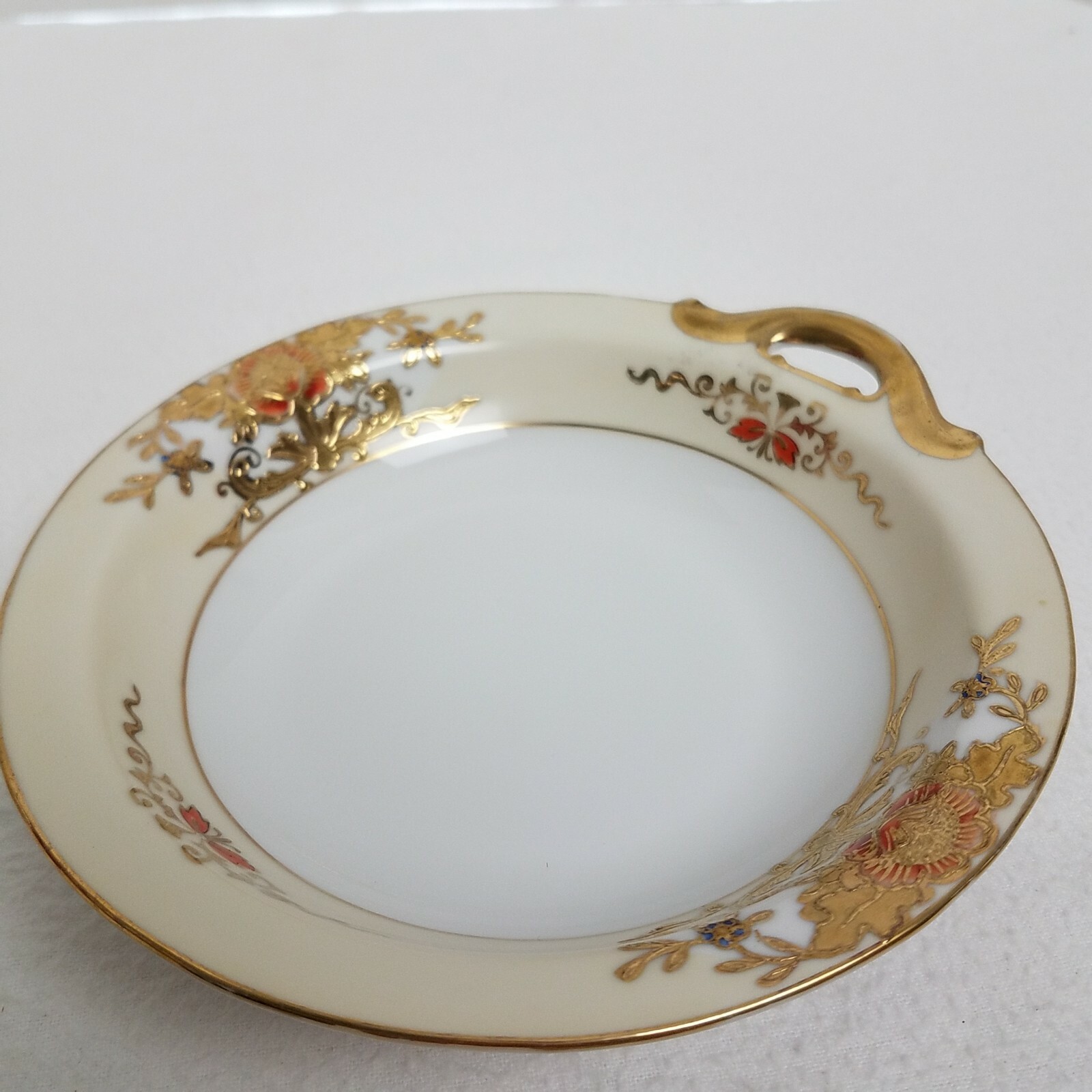 【クリーム地に咲く金盛の花】オールドノリタケ 金盛 花文 ボンボン皿 金彩 - 画像 (2)