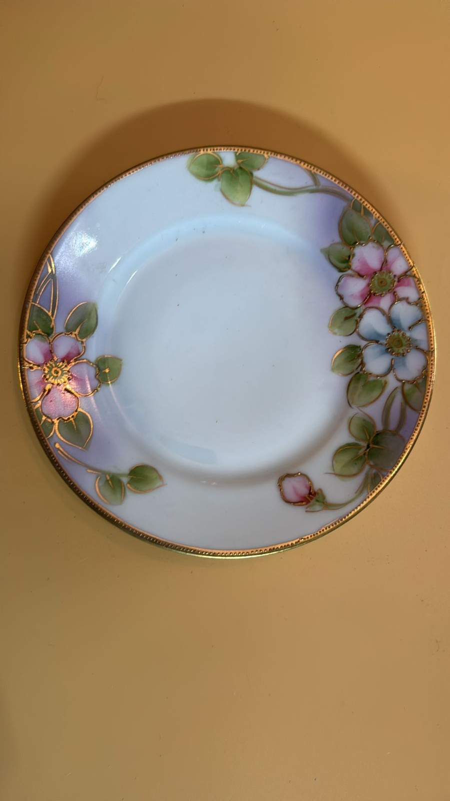 【六枚に春の花がそろう】オールドノリタケ 手描き 花文 飾皿 六枚組 金彩 - 画像 (2)
