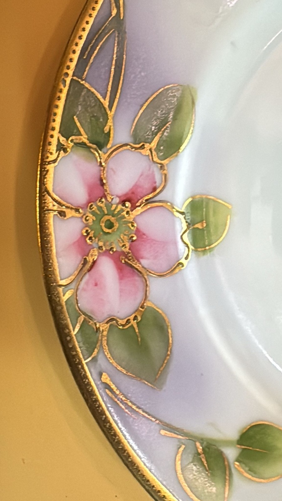 【六枚に春の花がそろう】オールドノリタケ 手描き 花文 飾皿 六枚組 金彩 - 画像 (3)