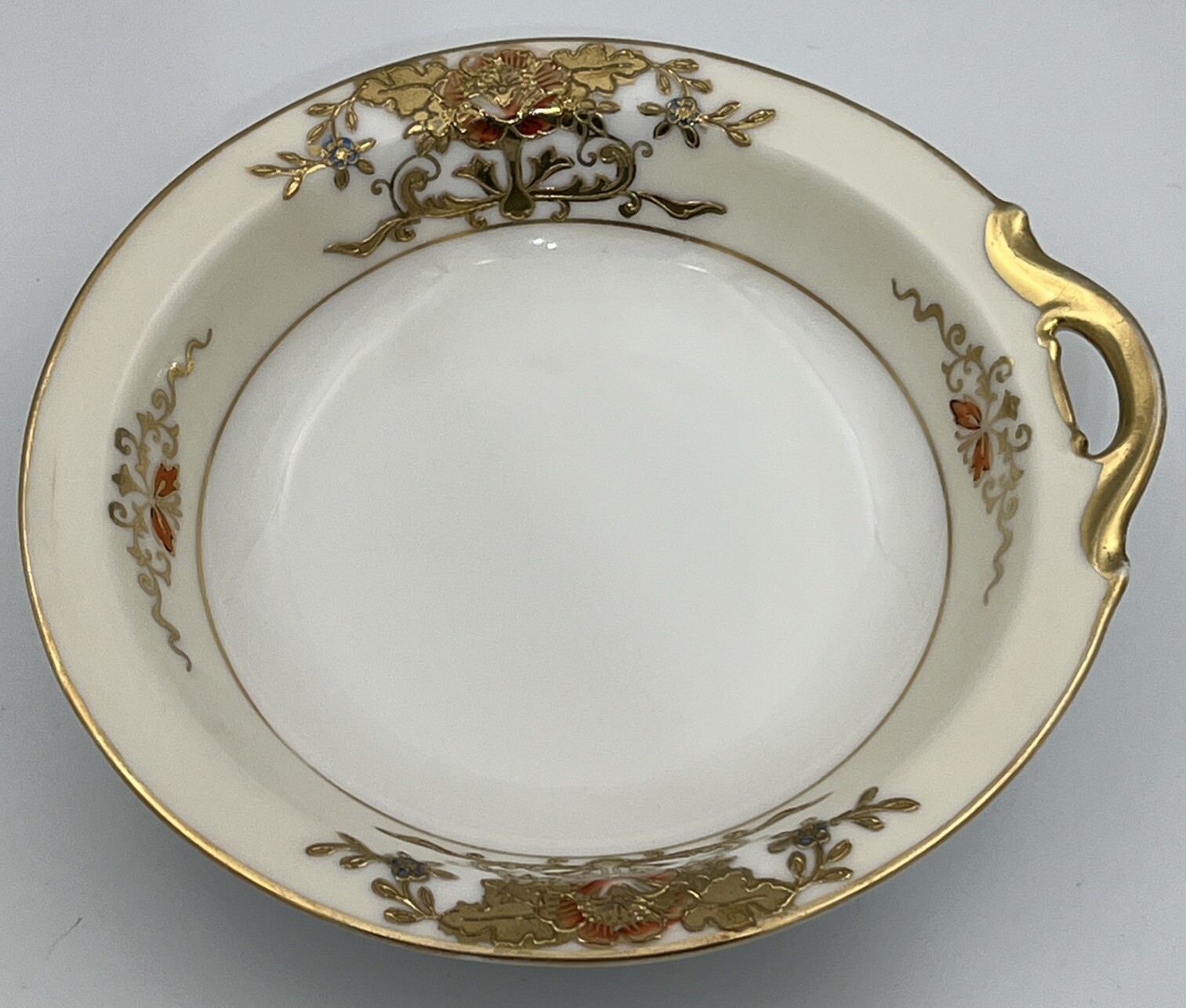 【縁に咲く金盛の紅花】オールドノリタケ 金盛 花文 ボンボン皿 金彩 - 画像 (2)