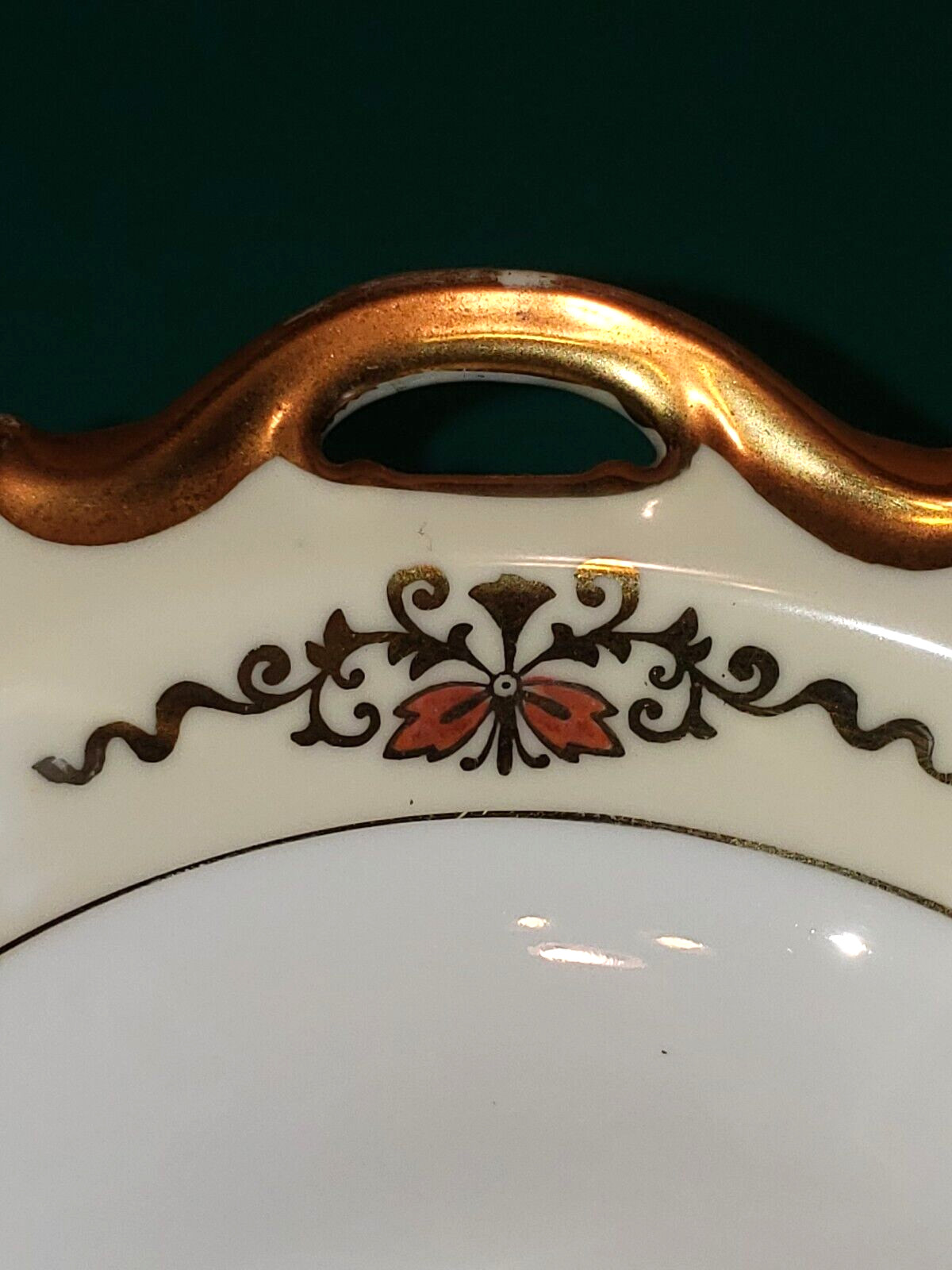 【金花咲く手付きの器】オールドノリタケ 金盛 花文 手付き菓子皿 金彩 - 画像 (3)