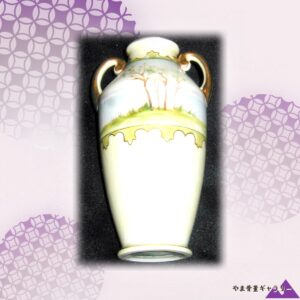 【芽吹きの木立が水を映す】オールドノリタケ 手描き 春景文 両耳花瓶 金彩
