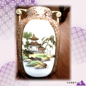 【金の線で楼閣を描き切る】オールドノリタケ 細密金彩 楼閣山水文 両耳花瓶