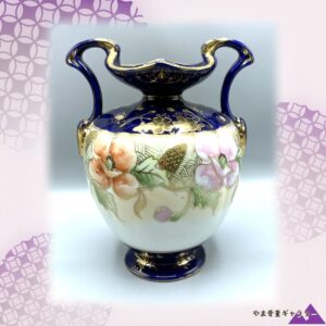 【乳白の地にほどける芥子】オールドノリタケ 金盛 芥子文 両耳花瓶 金彩