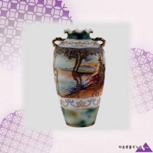 【たそがれの野にのびる金の梢】オールドノリタケ 金盛 風景文 両耳花瓶 輪花口