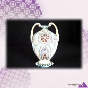 【白い線が器の骨をなぞる】オールドノリタケ 盛上 幾何文 両耳花瓶