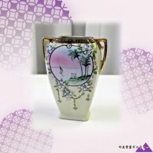 【帆が一枚、椰子の向こうに】オールドノリタケ 金彩 帆船と椰子文 両耳花瓶