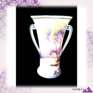 【藤色の木立に朝がくる】オールドノリタケ 風景文 両耳花瓶 アールデコ様式