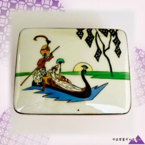 【沈む日を渡るゴンドラ】オールドノリタケ デコレディ ゴンドラ文 パウダーボックス ラスター彩