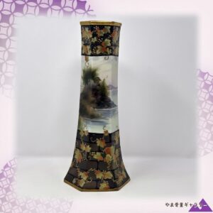 【六角の面を秋の蔦が這う】オールドノリタケ 金盛 蔦文 風景文 六角花瓶