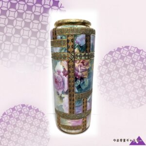 【金盛の格子に咲く大輪の薔薇】オールドノリタケ 金盛 ジュエル装飾 薔薇文 花瓶