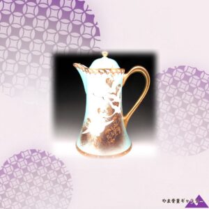 【白鳥が青緑の空を渡る】オールドノリタケ フライングスワン 金盛 コーヒーポット ジュエル装飾