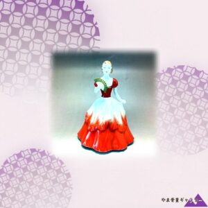 【扇をかざす朱のひとひら】オールドノリタケ デコレディ 色絵金彩 置物