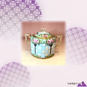【格子垣に咲きこぼれる薔薇】オールドノリタケ 金盛 薔薇文 蓋物
