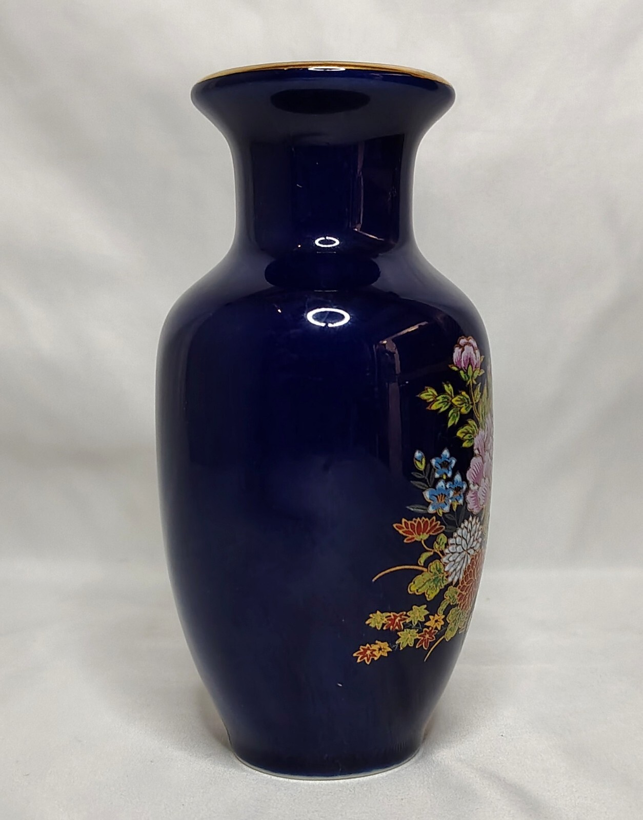 【花を積んだ荷車が藍を行く】コバルト金彩 花車文 花瓶 - 画像 (2)