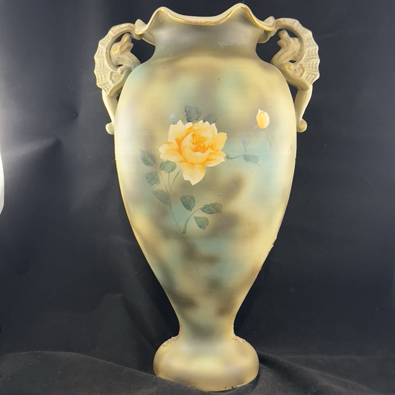 【金の茂みに大輪がひらく】オールドノリタケ 金盛 薔薇文 両耳飾壷 ビーディング - 画像 (3)
