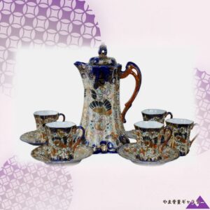 【金地に蝶が群れ立つ】オールドノリタケ 金襴手 千蝶文 チョコレートセット 瑠璃地