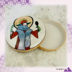 【襟巻に埋もれた冬の眼差し】オールドノリタケ デコレディ ラスター彩 パフケース