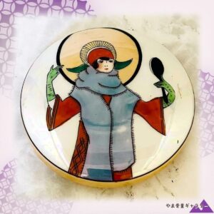 【毛皮の襟に朝の光がにじむ】オールドノリタケ デコレディ ラスター彩 パウダーボックス 金彩
