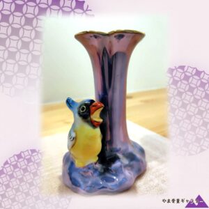 【口笛の音が虹色に滲む】オールドノリタケ アールデコ ラスター彩 鳥飾 花瓶