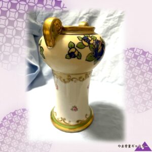【金の渦を巻いて立つ二本の腕】オールドノリタケ 色絵金彩 花文 両耳花瓶