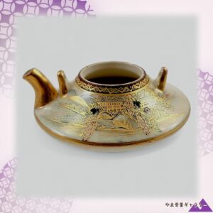 【掌におさまる水辺の一景】京薩摩 細密金彩 美人風景文 香炉