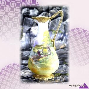【布の肌に浮かぶ水辺】オールドノリタケ タペストリー 風景文 水差 金盛