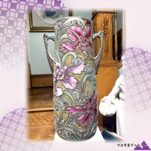 【蘭が渦の海を泳ぐ】オールドノリタケ 盛上 蘭文 両耳花瓶 アールヌーボー