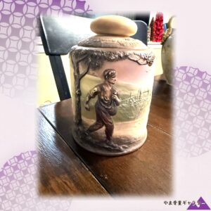 【種を蒔く人が器から歩み出る】オールドノリタケ 高浮彫 種蒔く人 蓋物 煙草入