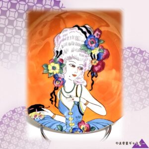 【橙の中で仮面を手にした人】オールドノリタケ デコレディ ポンパドール 色絵 飾皿