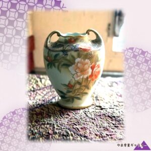 【薔薇が金の格子を越える】オールドノリタケ 金盛 薔薇文 両耳花瓶