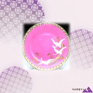 【桃色の空をよぎる三羽】オールドノリタケ フライングスワン 金盛 飾皿