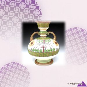 【線が編み上げる花の格子】オールドノリタケ 盛上 花文 両耳花瓶 色絵